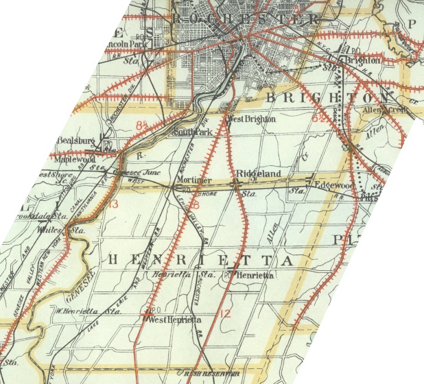 1908 Highway Map of Brighton and Henrietta