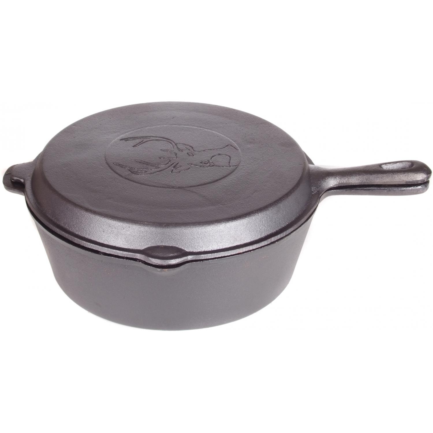 10495DWDS Combo Cooker Deer Head 6 qt Cast Iron Cajun Classic