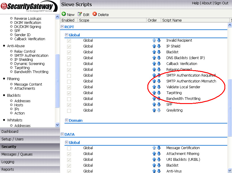 Email Spam Firewall SecurityGateway for Exchange / SMTP Servers