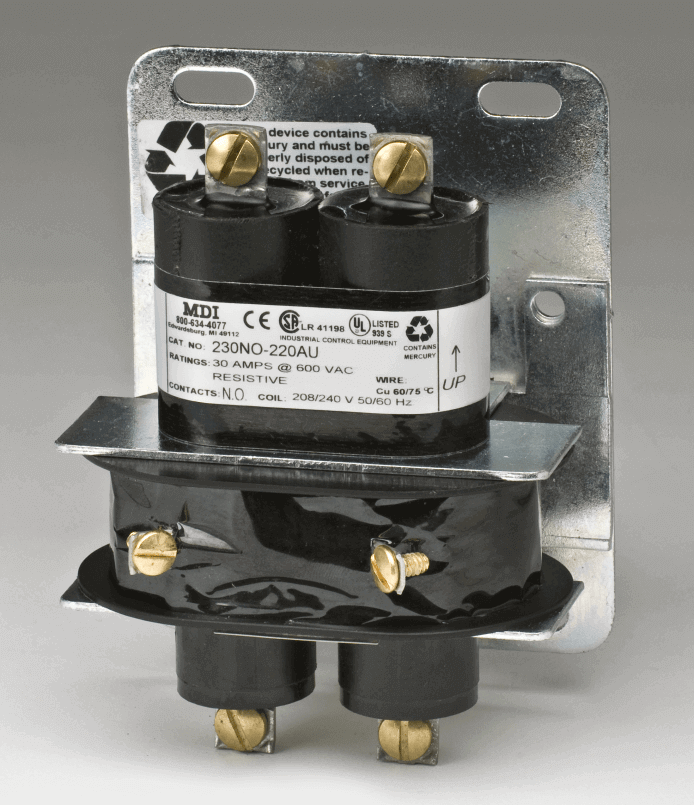 Mercury Relay Hg Relay Normally Open 2 Pole 30 AMP 220 VAC