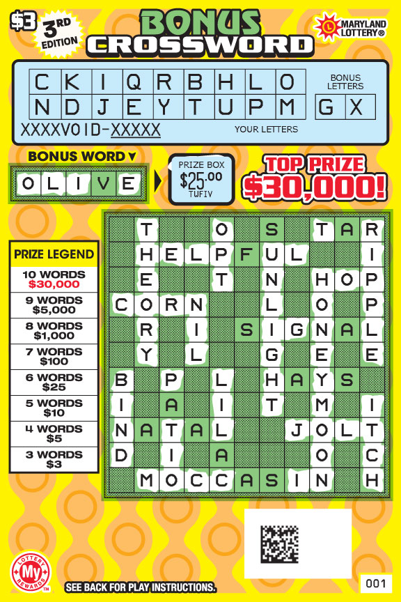 Bonus Crossword Maryland Lottery