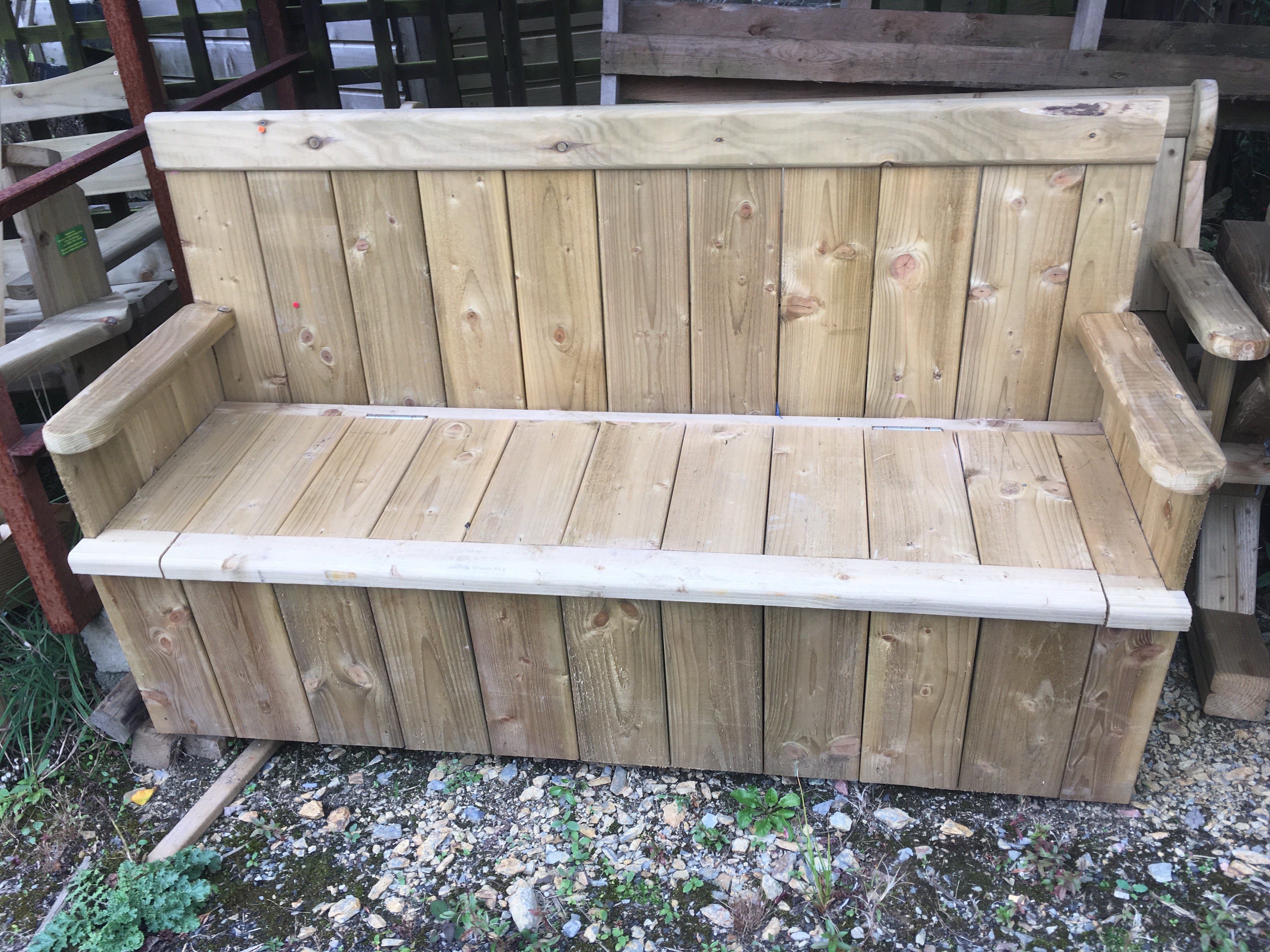 Wooden Bench with storage M. Doherty Timber Products
