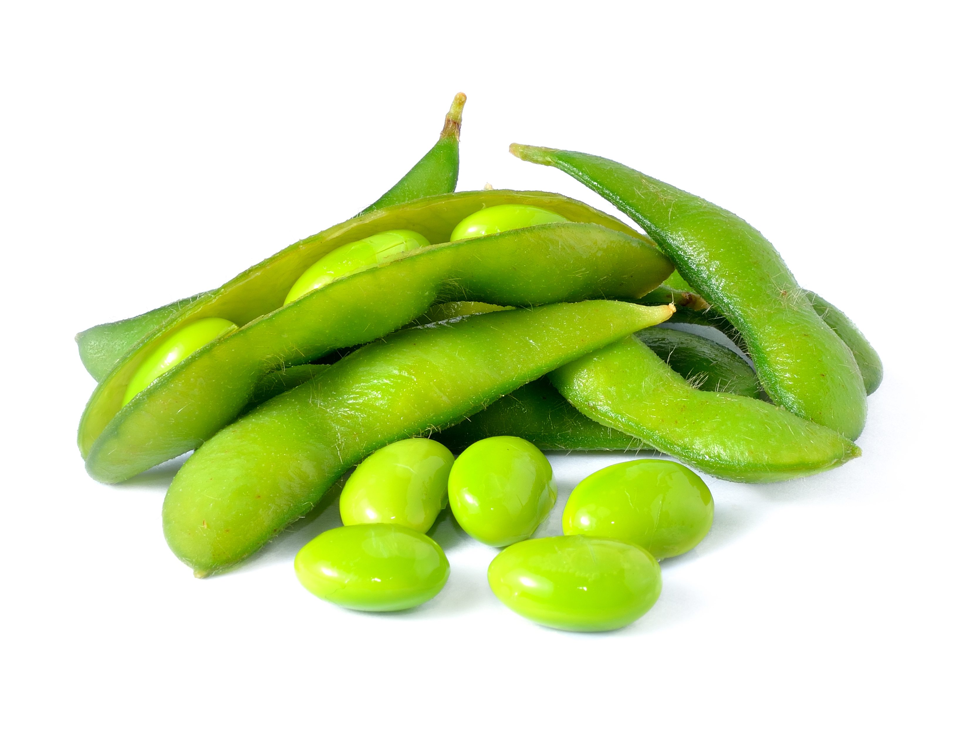 Green soybeans on white background Maryland Soybean Board