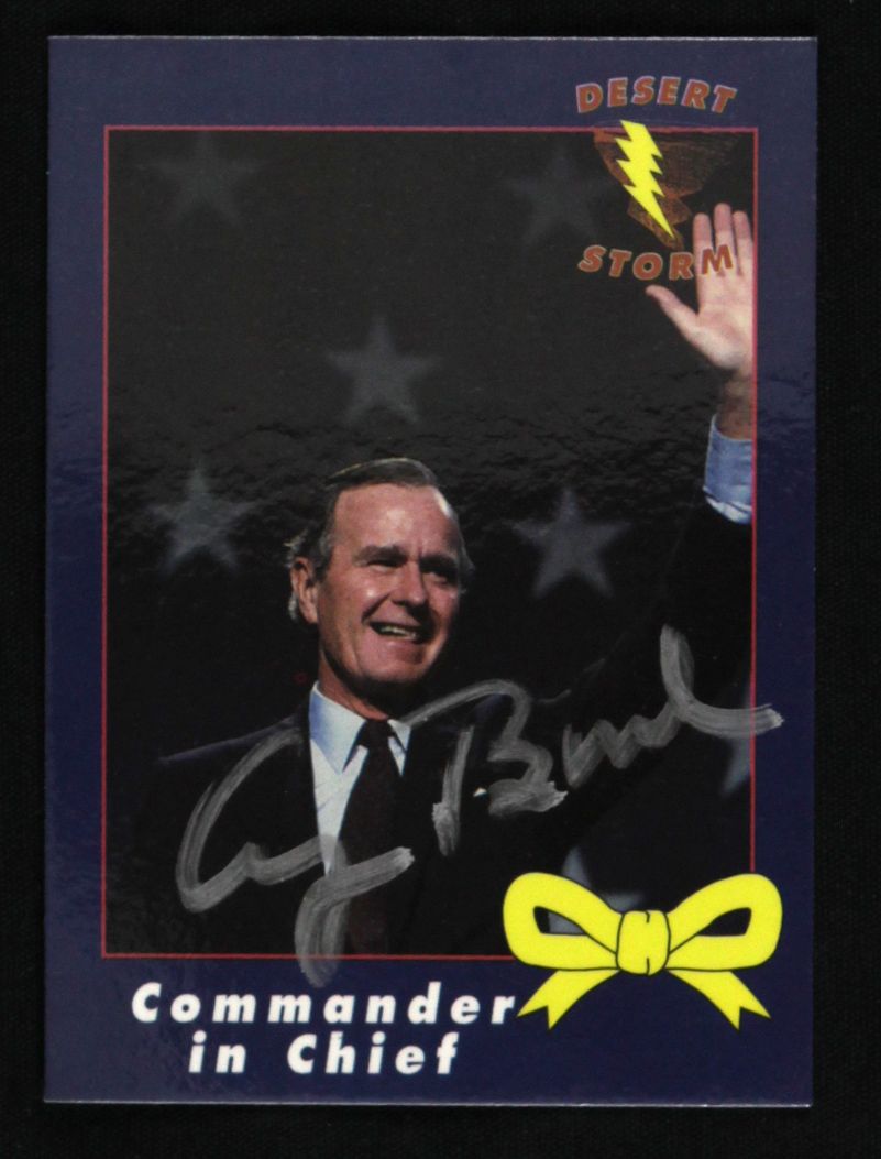 Lot Detail 1991 Bush Signed Commander in Chief Desert Storm Trading Card (JSA)