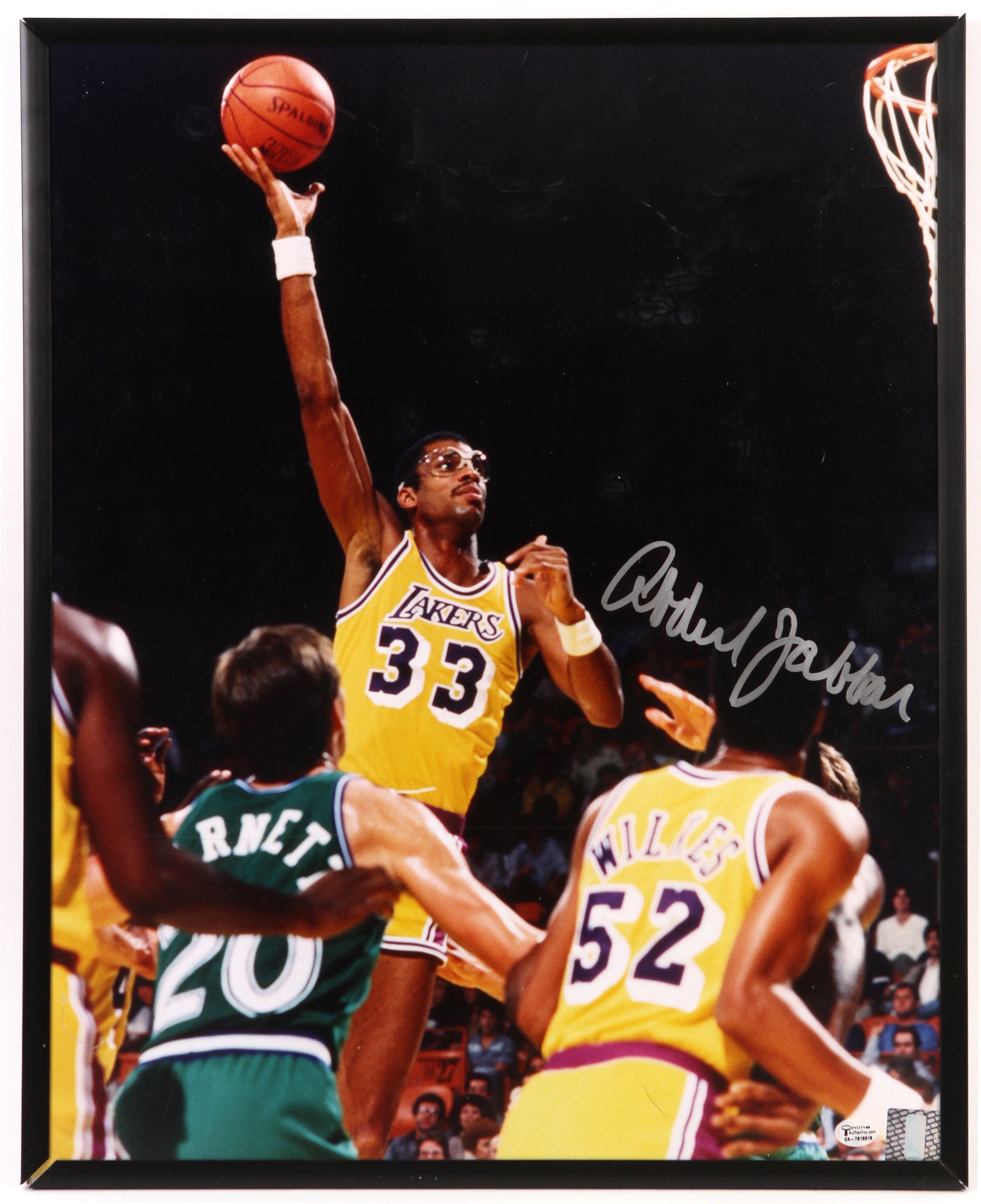 Lot Detail 1980's Kareem Abdul Jabbar Los Angeles Lakers Signed 16" x