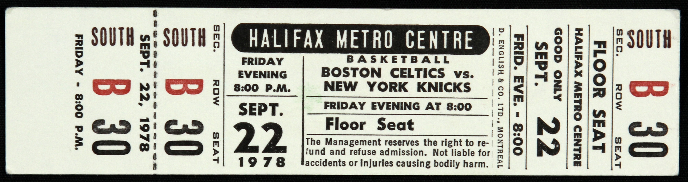 Lot Detail 1978 (September 22) Boston Celtics New York Knicks