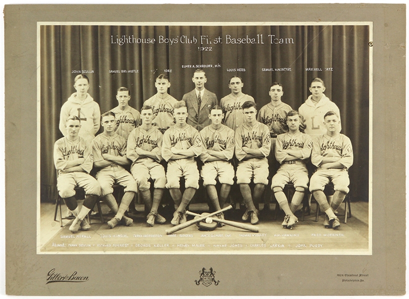 Lot Detail 1922 Lighthouse Boys Club First Baseball Team 14" x 19