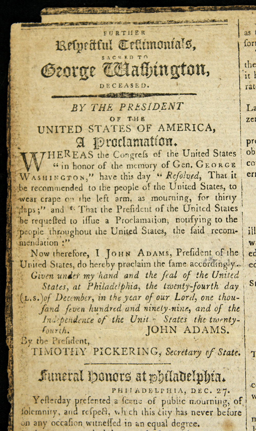 Lot Detail 1800 (January 4) Washington's Death Columbian