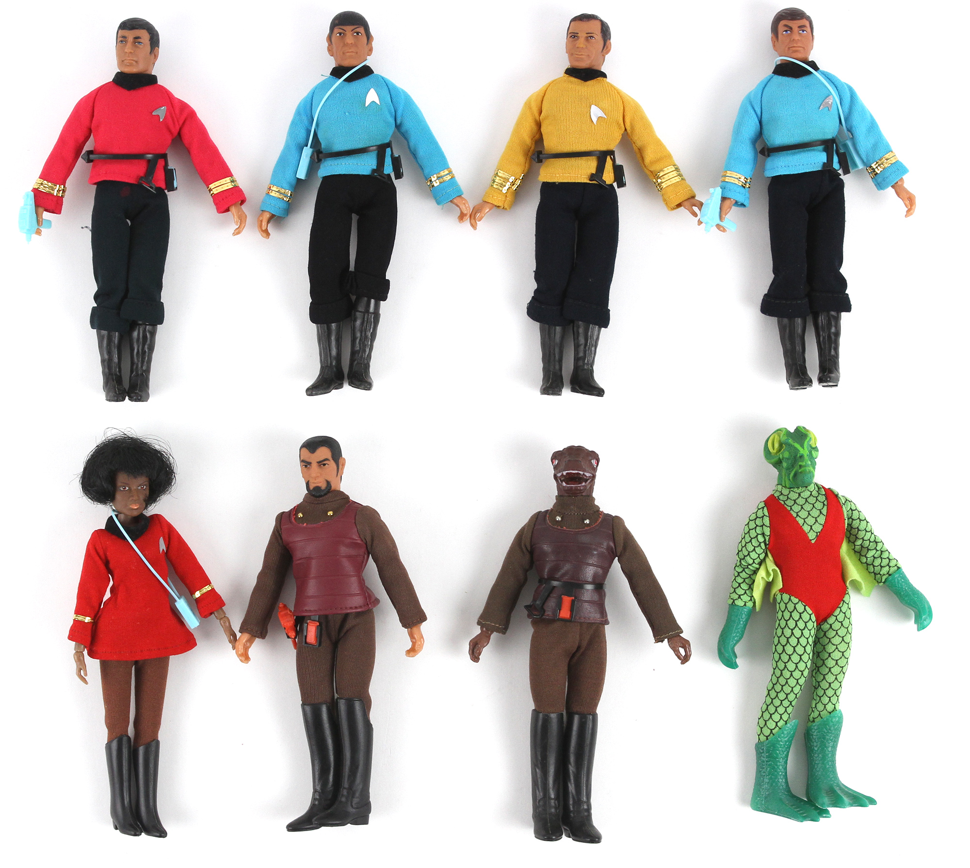 Lot Detail 1974 Star Trek Mego 8" Action Figures Including Captain Kirk, Dr. McCoy, Lt. Uhura