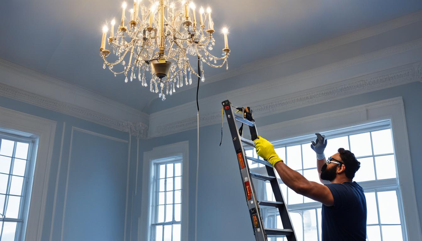 Change Bulb in High Ceiling Chandelier Safely - MeasuringKnowHow