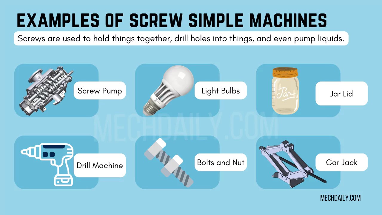 15 Screw Simple Machines Examples in Everyday Life