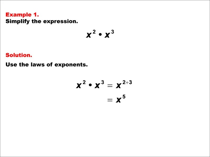Math Example--Exponential Concepts--Laws of Exponents: Example 1