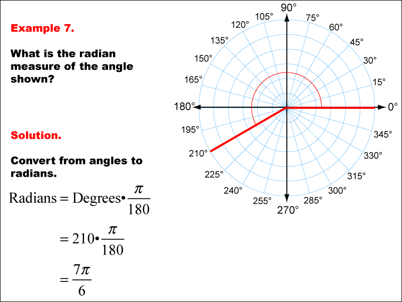 Math ExampleAngle ConceptsRadian MeasureExample 7 Media4Math
