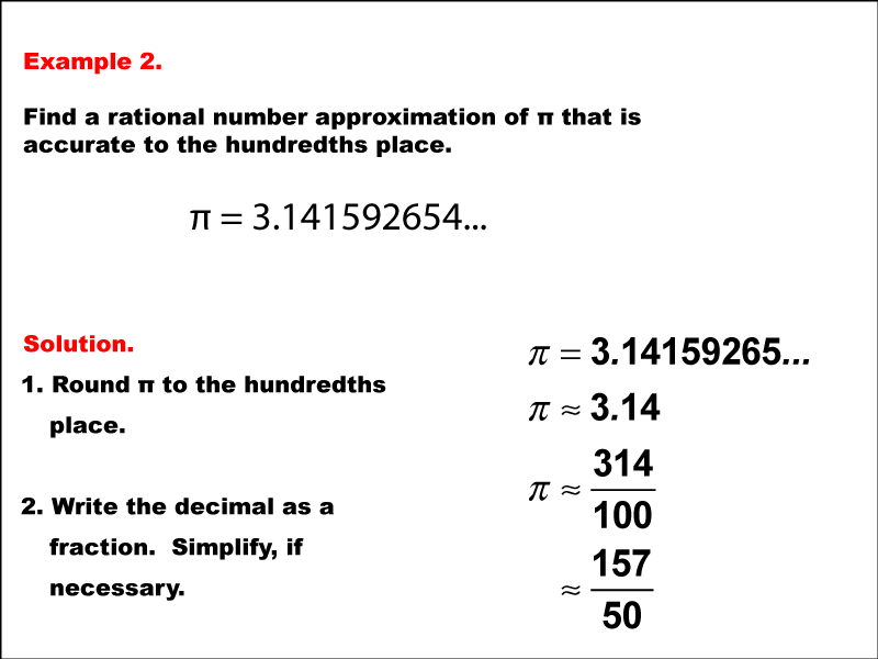 Math Example Rational Approximations of Irrational NumbersExample 02