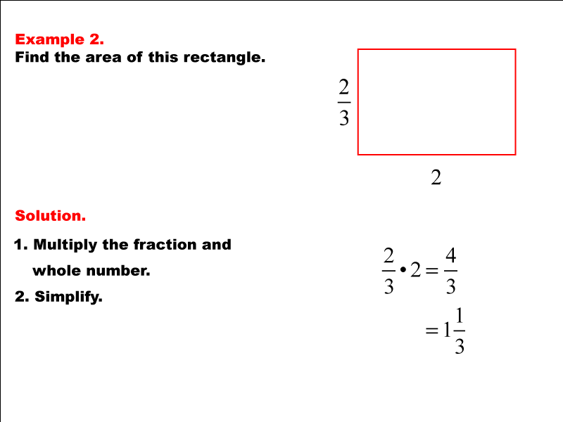 Math Example Rectangle Area with FractionsExample 2 Media4Math