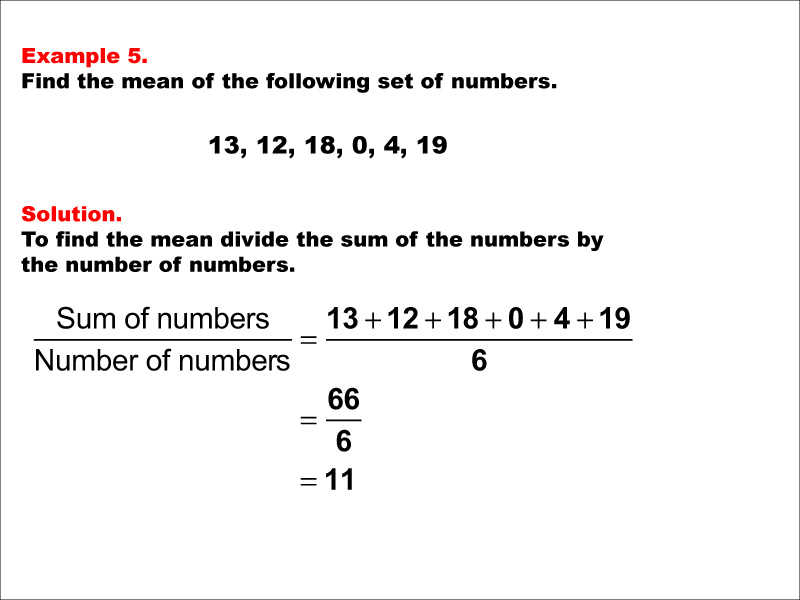Student Tutorial Finding the Mean of a Data Set, I Media4Math