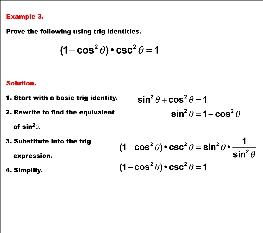 Math ExampleTrig ConceptsWorking with Trig IdentitiesExample 3