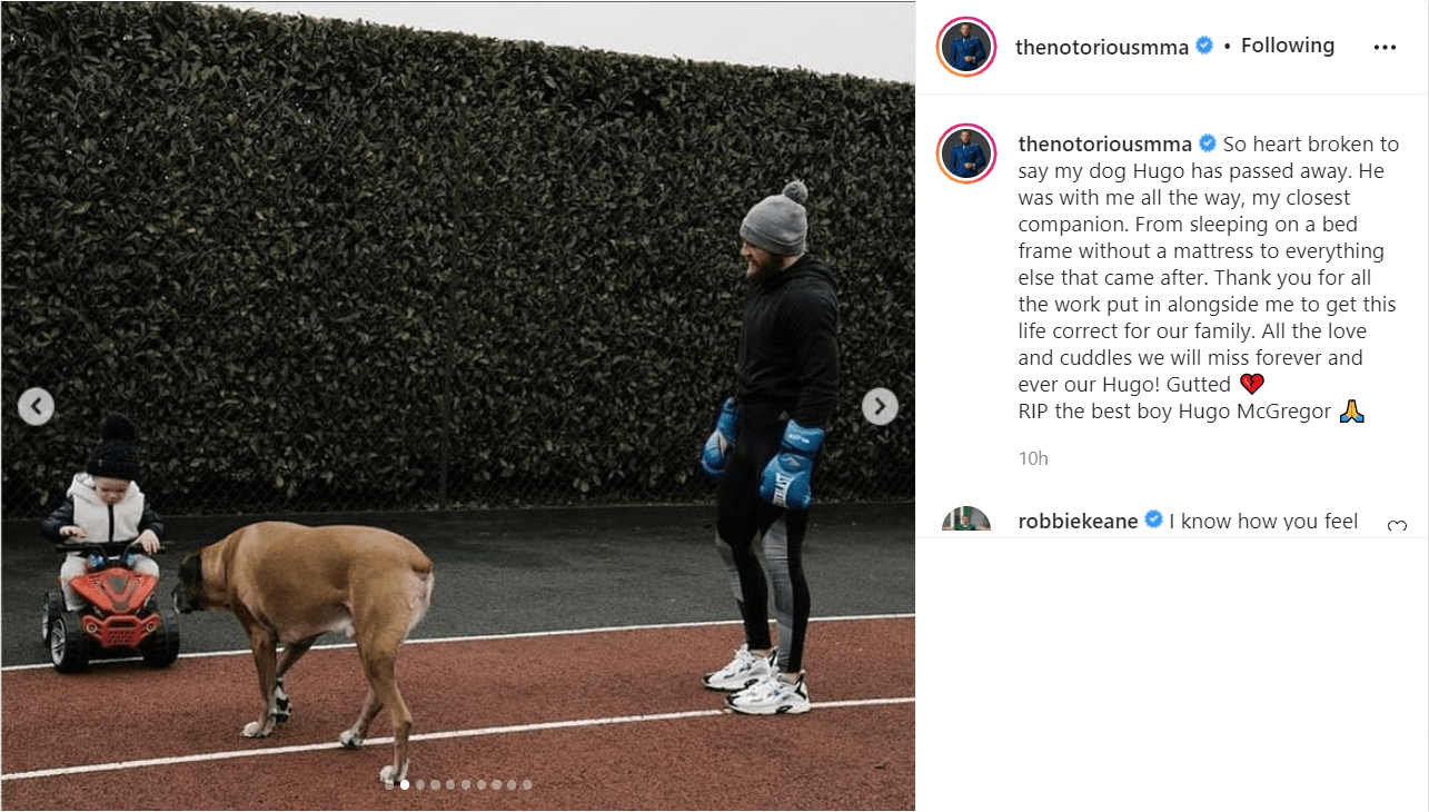 Conor McGregor mourns the loss of his dog Hugo