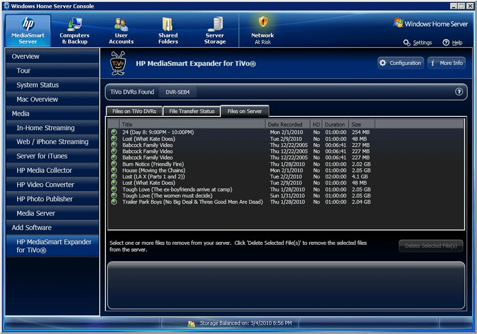 Manage TiVo Content From Your HP MediaSmart Server —