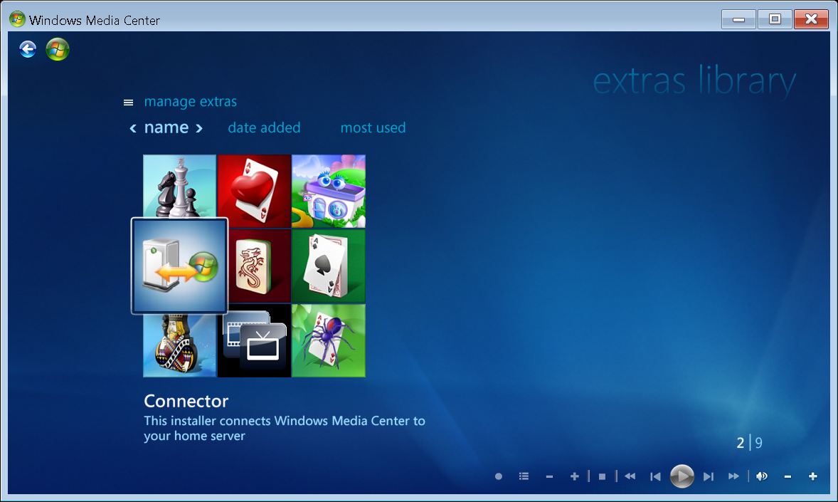 Arreglo Evacuación Pasivo windows media center extras library