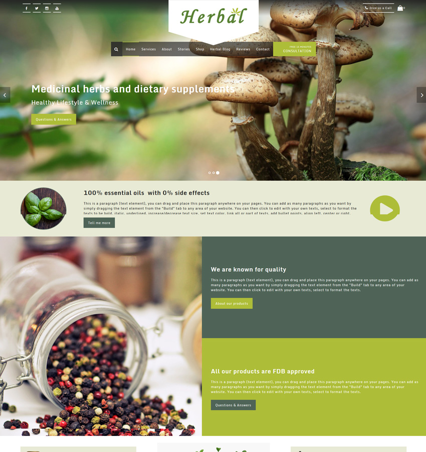 Herbal Template For Medicinal site Design Medic Ground