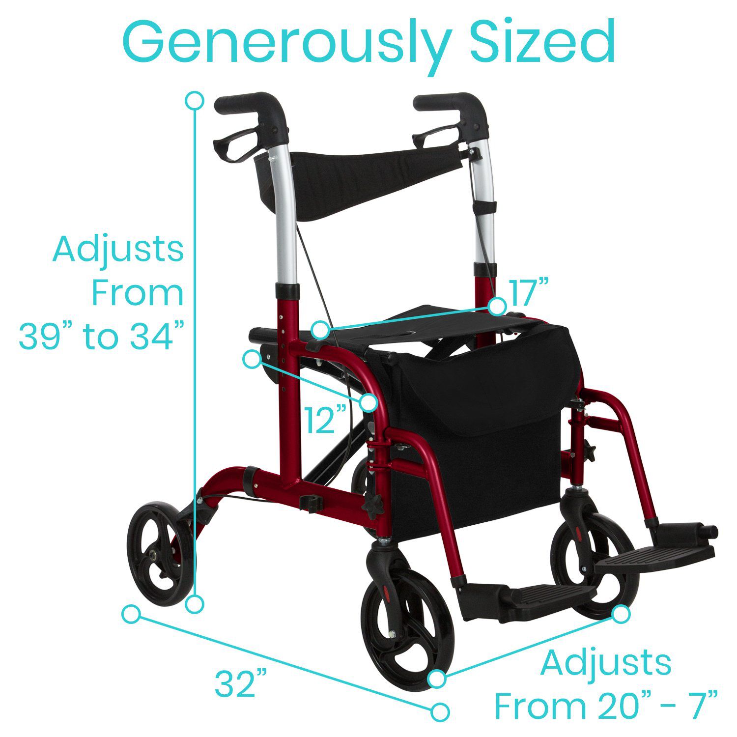 Transport Chair/Rollator 2 in 1 Mediplus Mobility