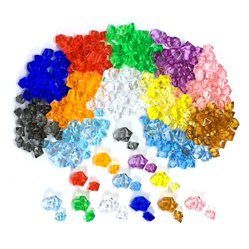 Mixed Pack of Large & Small (Translucent) Acrylic Gems (230 pcs, 11 colors