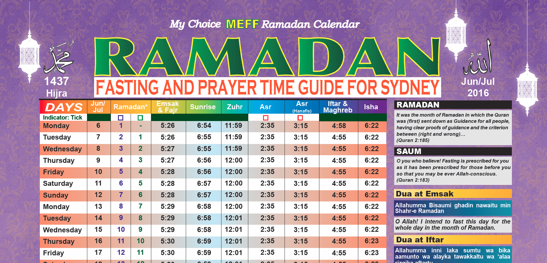 Ramadan Calendar MEFF
