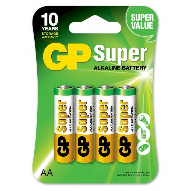 Piles LR06 AA super alcalines 1.5V BL4 GP / MEGAPILES