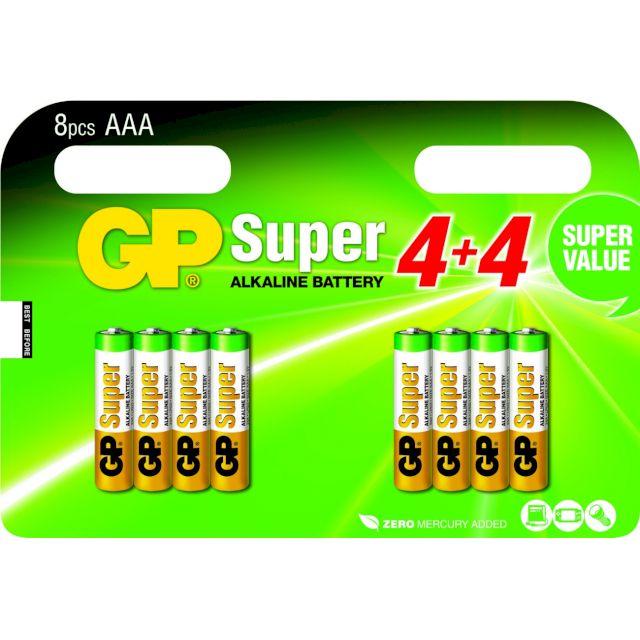 8 Piles AAA R03 Super Alcalines 1.5V GP / MEGAPILES