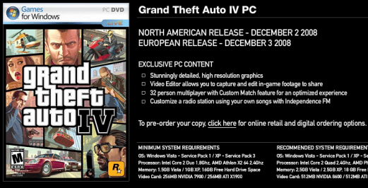 GTA IV PC Release Dates Announced