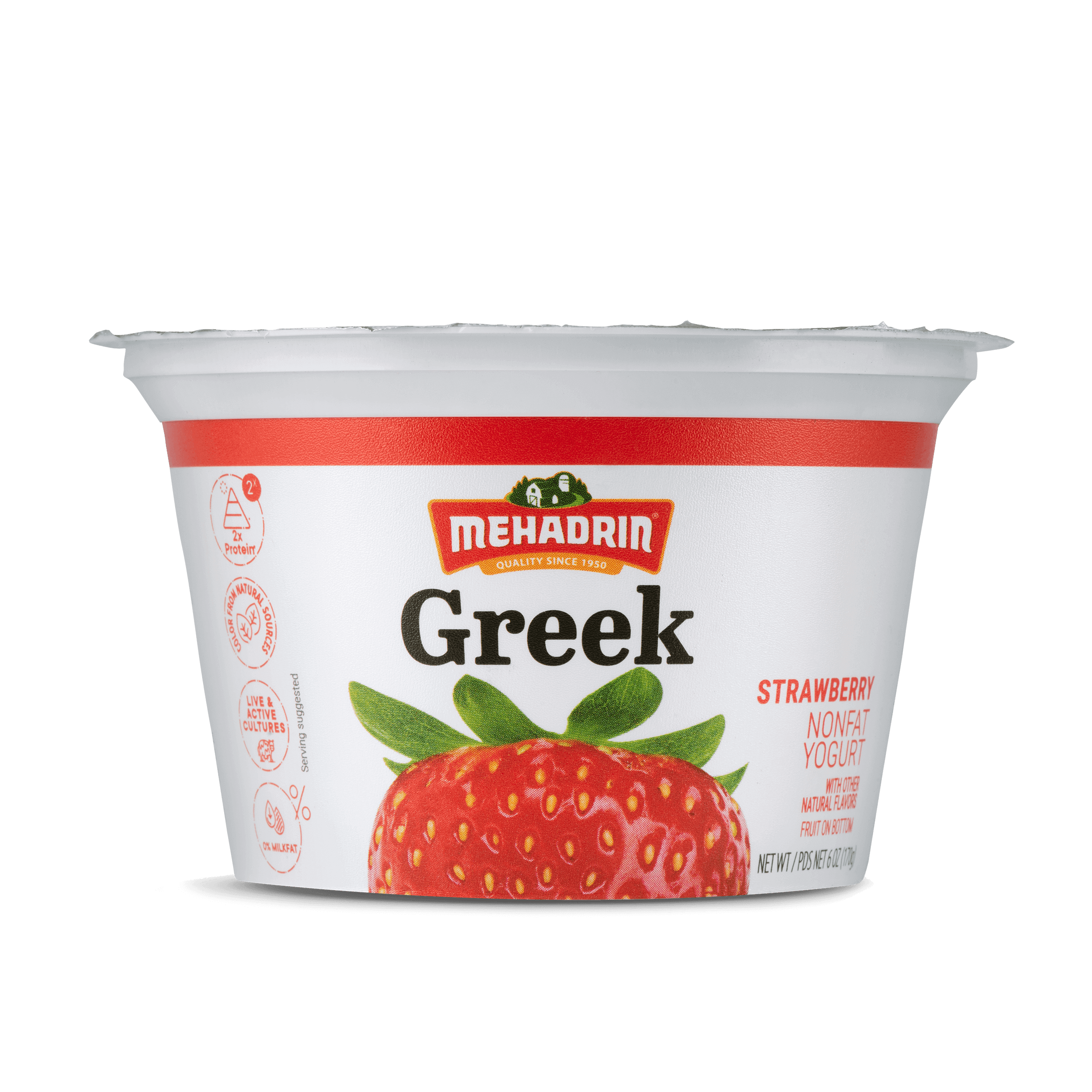 Strawberry Greek Yogurt, 6 Oz. Mehadrin Dairy