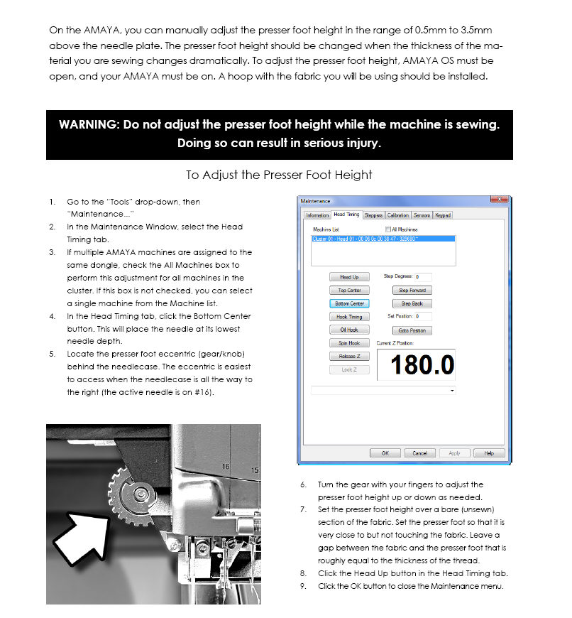 Presser Foot Height Adjustment
