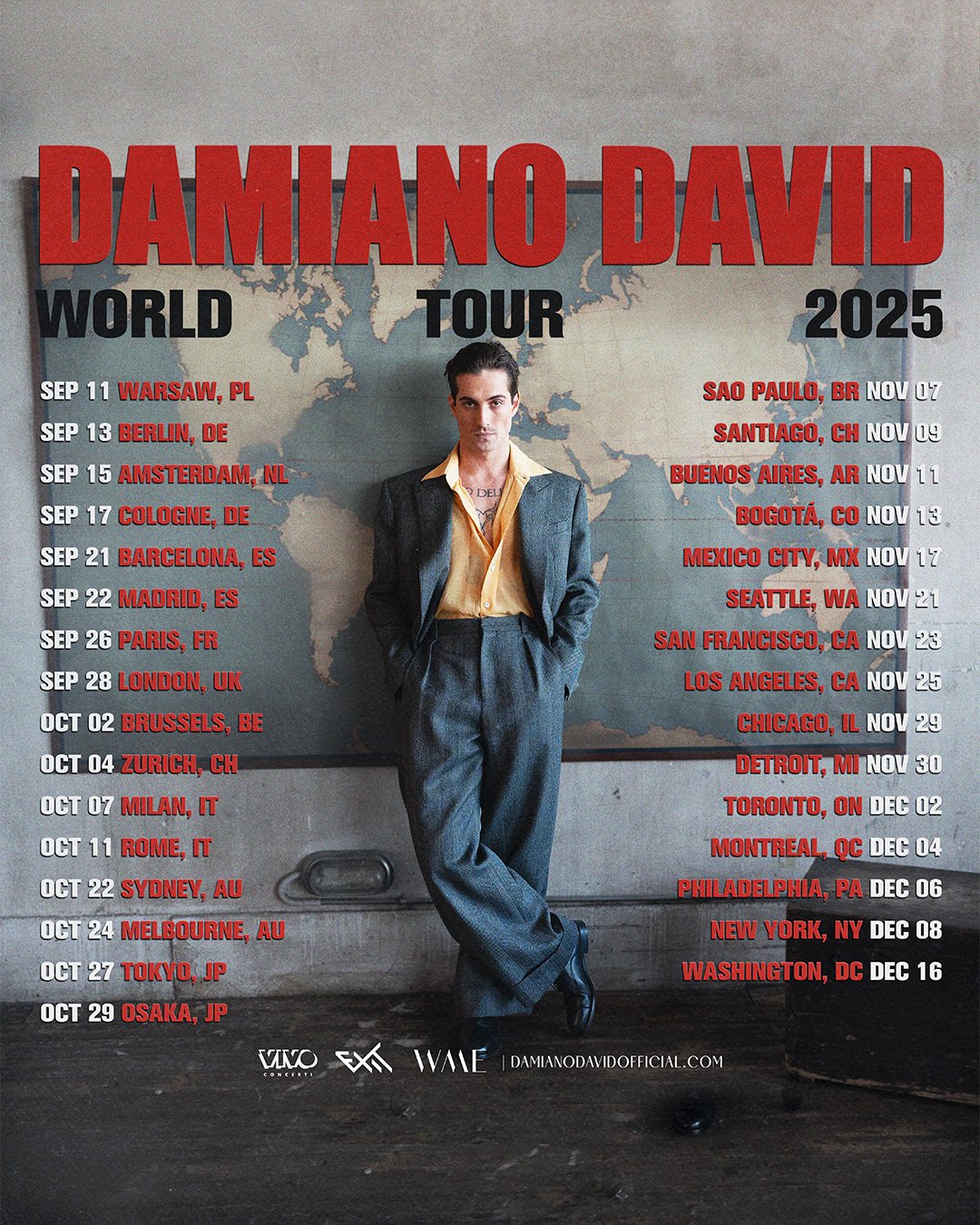 Måneskin's Damiano David announces solo 2025 World Tour » Måneskin's Damiano David announces solo 2025 World Tour »