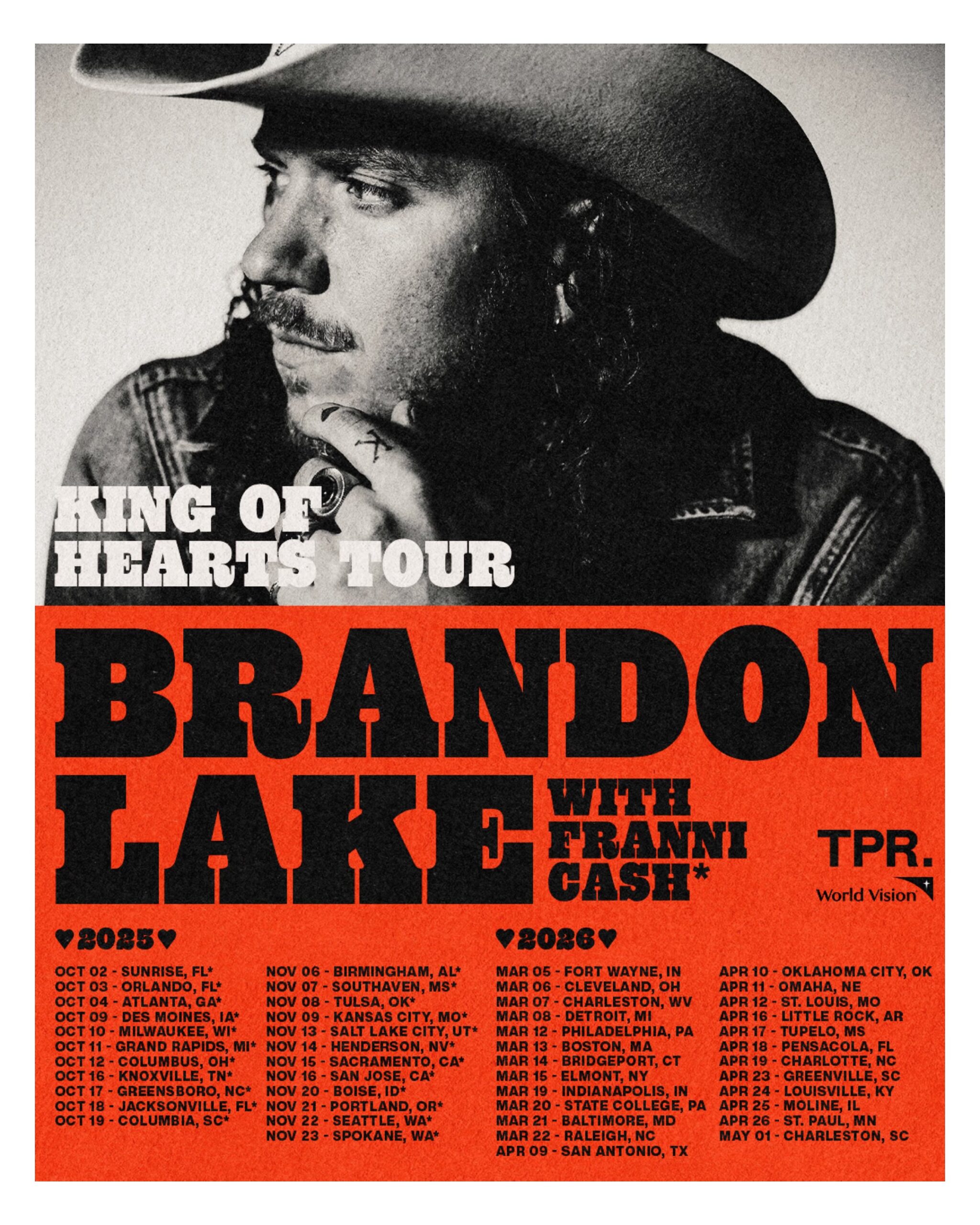 Brandon Lake Tour 2025 Ticket Master Presale Brandon Lake announces The King Of Hearts Tour