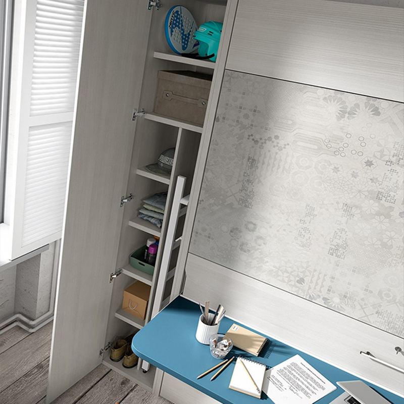 Folding Bunk Bed with Desk Wardrobe To Fold and Create Extra Space in