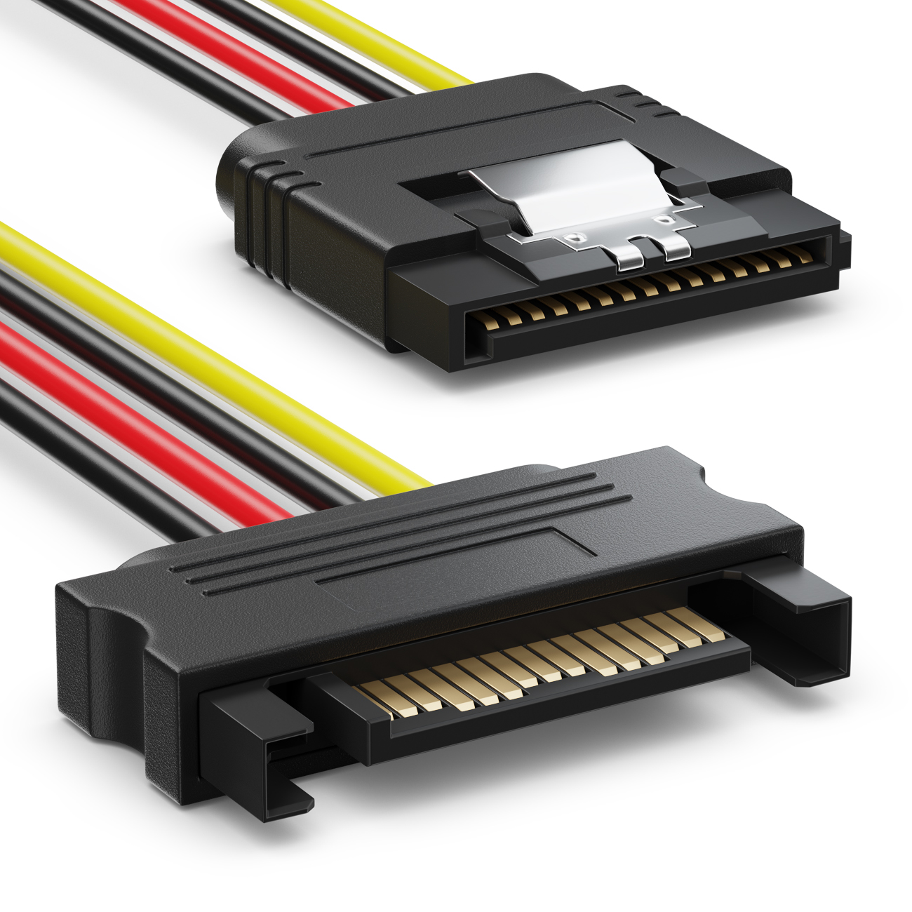 deleyCON SATA Kabel Set 4x SATA III Kabel + Strom Adapter PC HDD SSD