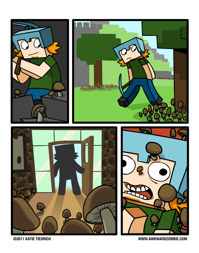 Minecraft 3 quadrinhos excelentes de Awkward Zombie Mente Coletiva