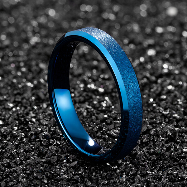 China 4mm Spinner Ring Band for Men Women Tungsten Carbide ring blue