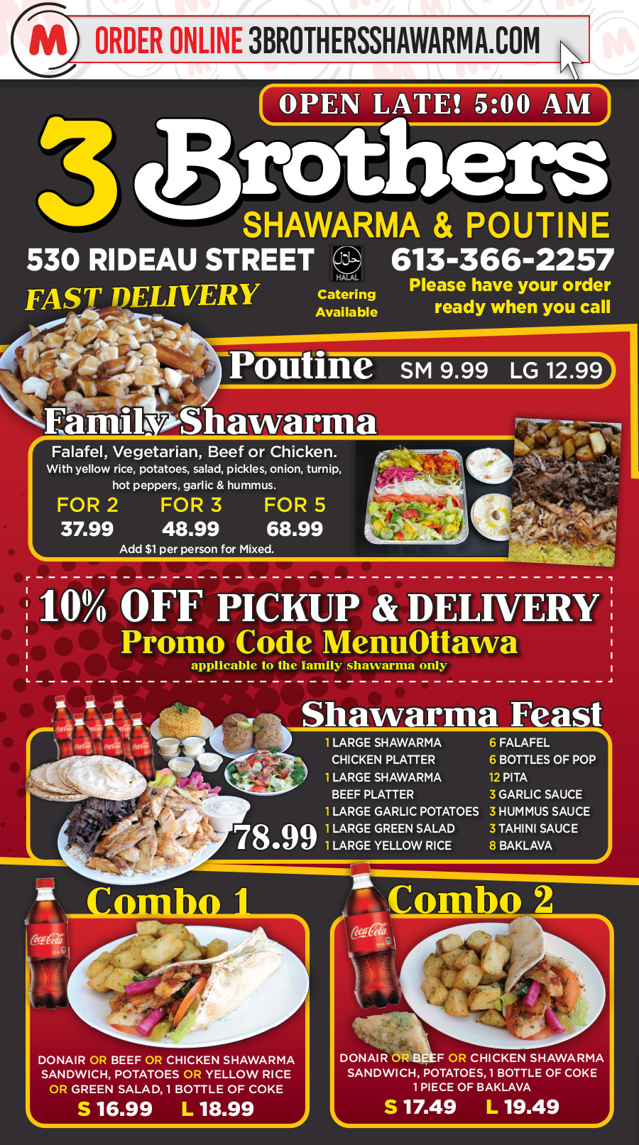 3 Brothers Shawarma and Poutine 530 Rideau Street Order Online!