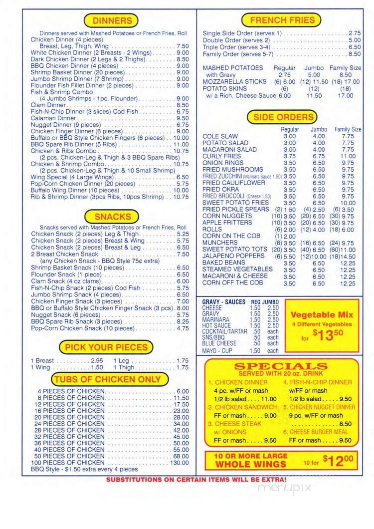 Menu of Chicken Holiday in Dunellen, NJ 08812