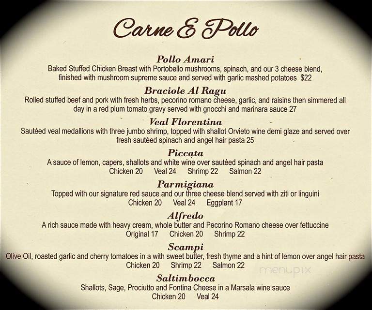 Menu of Amari Bar & Ristorante in East Sandwich, MA 02537