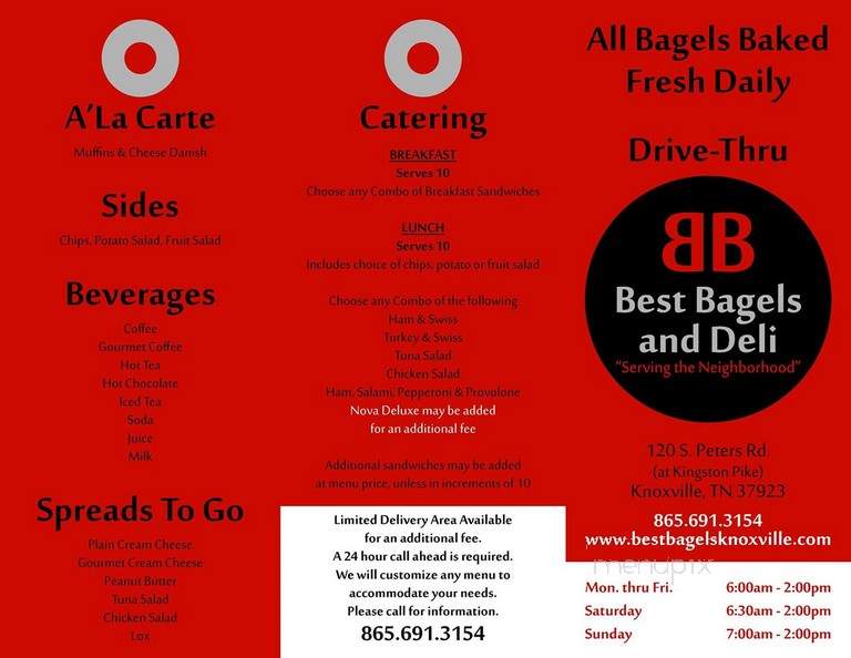 Menu of Best Bagels In Town in Knoxville, TN 37923