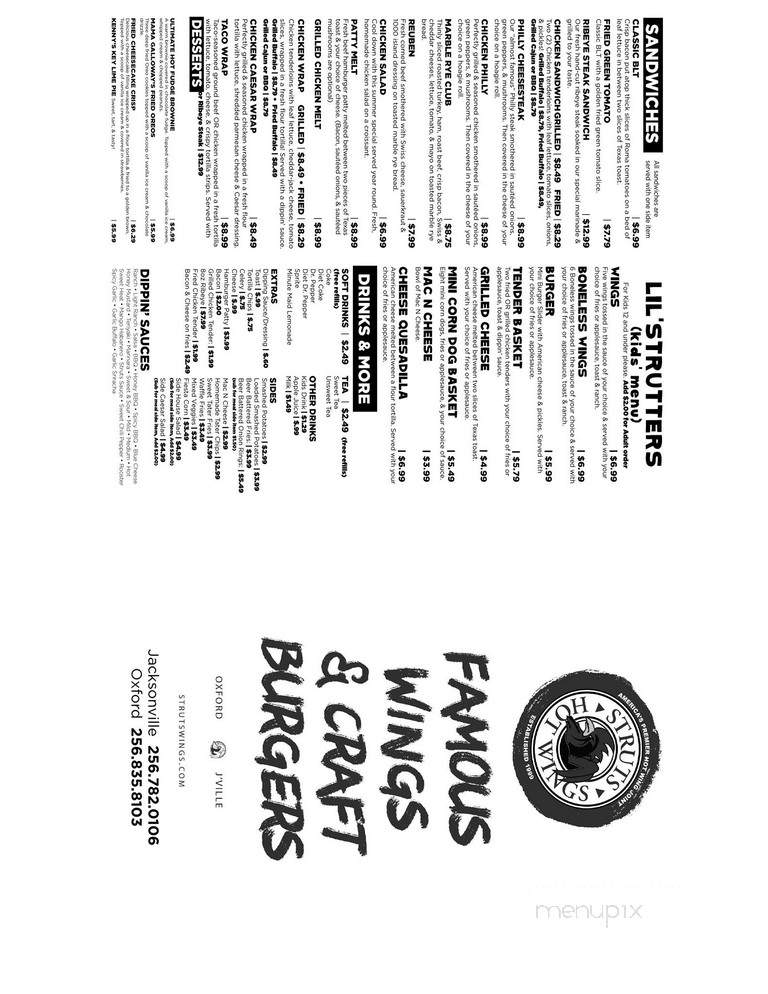 Menu of Struts in Jacksonville, AL 36265