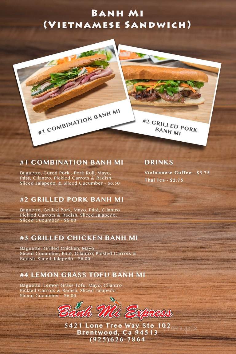 Online Menu of Banh Mi Express, Brentwood, CA