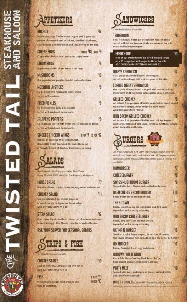 Menu of Twisted Tail in Logan, IA 51546