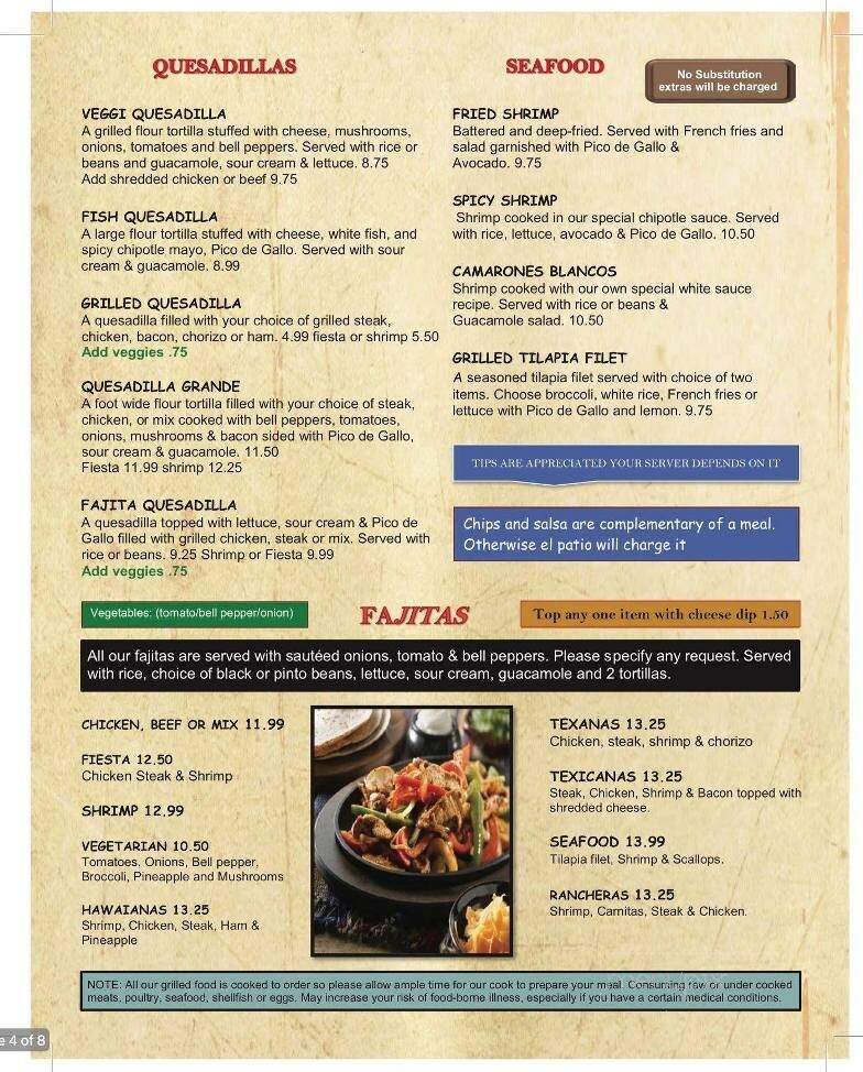 Menu of Patio Grill in Union City, TN 38261