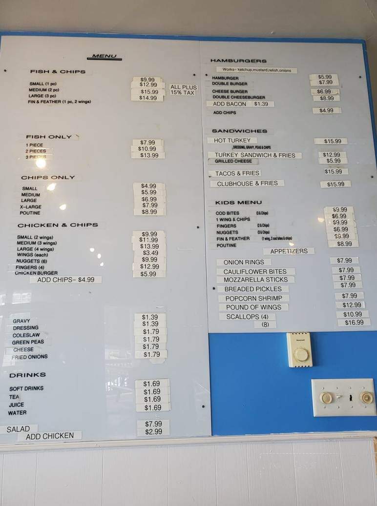 Menu of By the Beach Restaurant and Take Out in Portugal CoveSt. Philip's, NL A1M 1J9