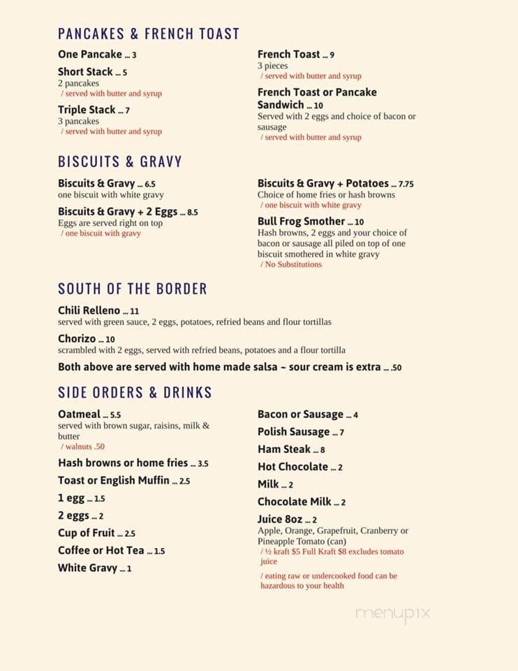 Menu of Salome Restaurant in Salome, AZ 85348