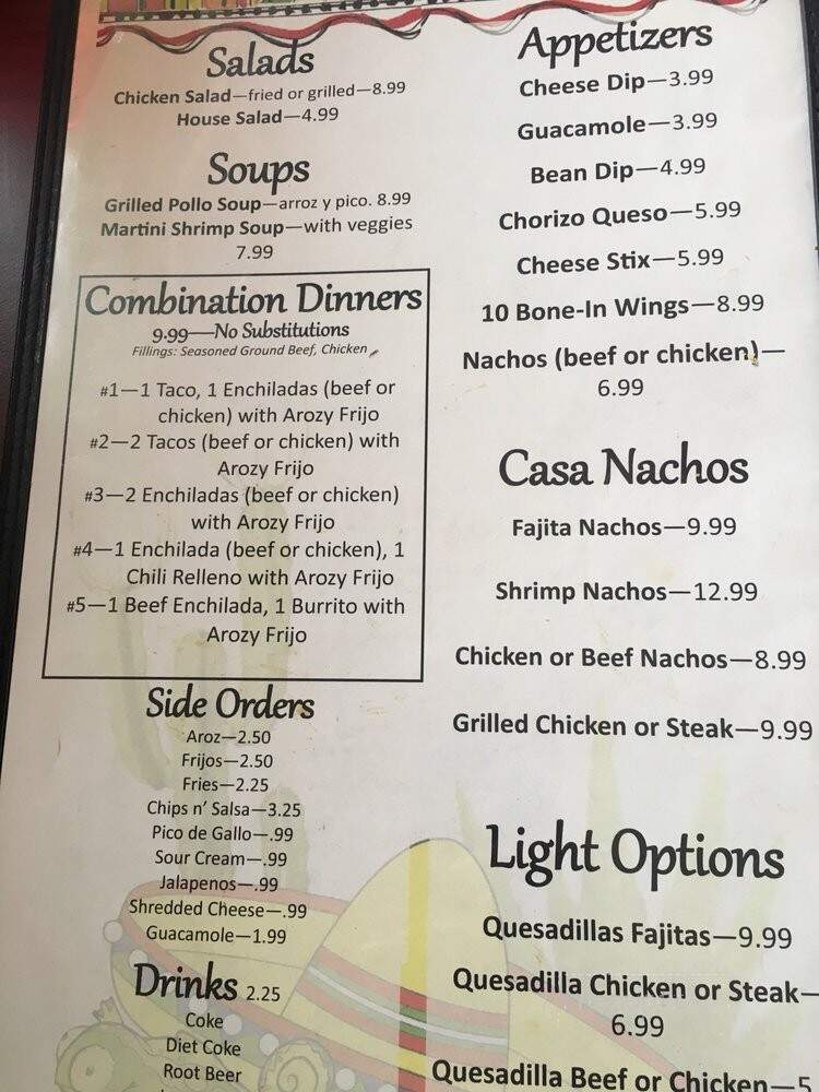 Menu of Casa Martini in Dry Ridge, KY 41035